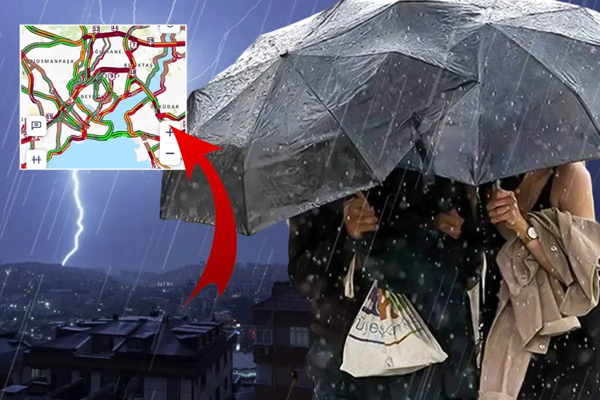 İstanbul’da yağış başladı, trafik felç! Harita kırmızıya döndü