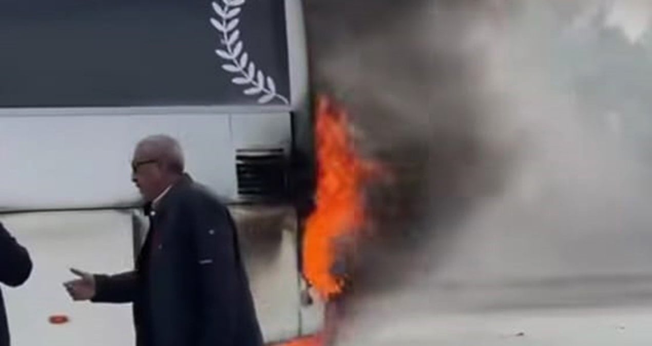 Yer Gaziantep: Seyir halindeki otobüs alev alev yandı!